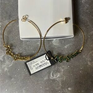 Marc Jacobs Gold Hoop Earrings with rhinestone accents NWT